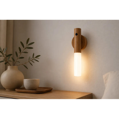 Lámpara Led Sensor De Movimiento Recargable Magnética Madera