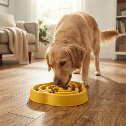 Comedero Didáctico Para Mascotas Con Relieve Amarillo