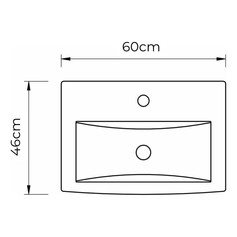 Bacha Lavatorio De Baño Rectangular De Empotrar 60x46cm Blanco Brillante