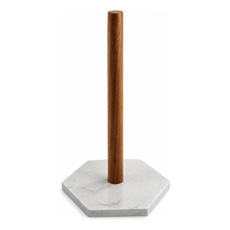 Portarrollo De Mármol Y Madera 17x15cm Blanco