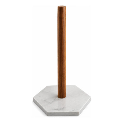 Portarrollo De Mármol Y Madera 17x15cm Blanco