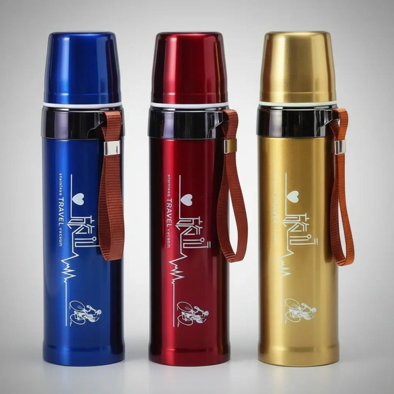 Termo De Acero Inoxidable 500ml Con Tapón Cebador Rojo