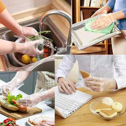Guantes Descartables Multiusos Limpieza/alimentos 100 Piezas Transparente Unico