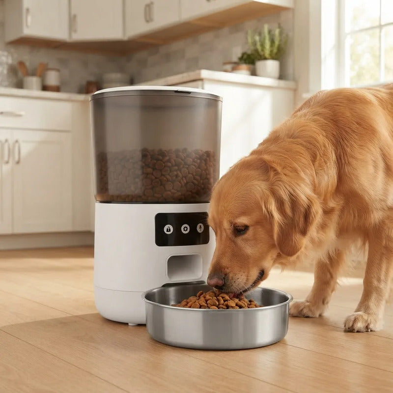 Dispensador Automático De Alimento Para Perros Y Gatos Blanco