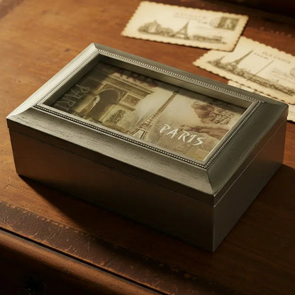 Caja Musical Clásica Genérica - Melodía Clásica Gris / Plateado París Postales