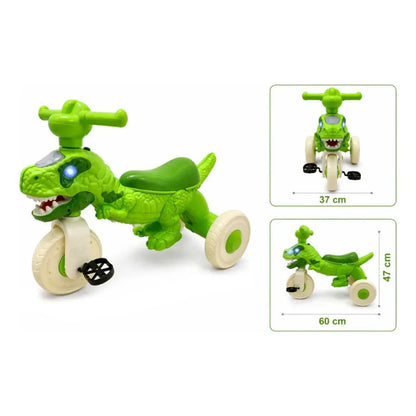 Triciclo Infantil Dinosaurio Con Pedales Y 3 Ruedas Celeste