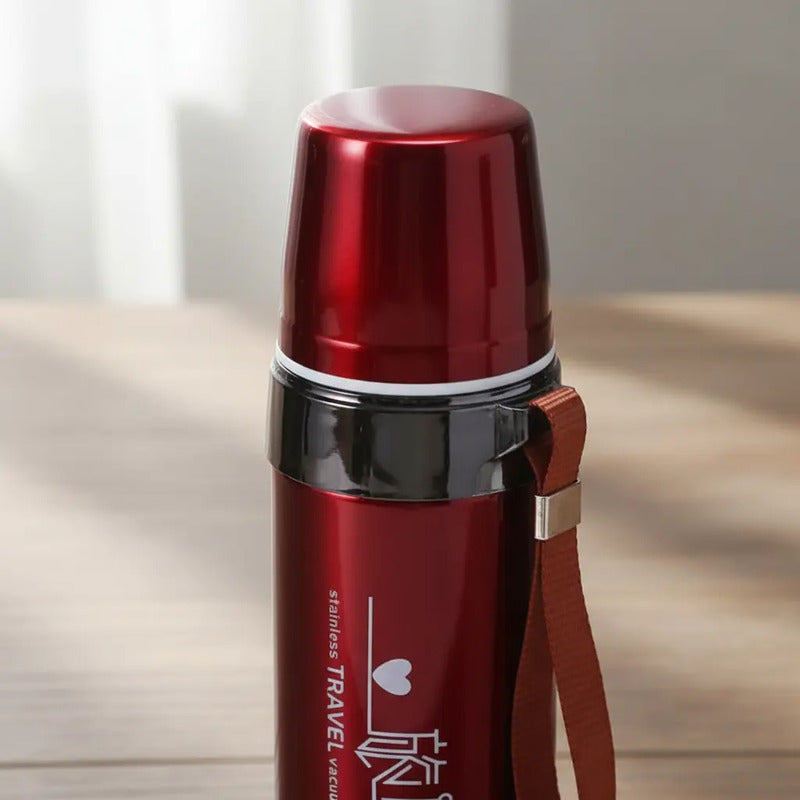 Termo De Acero Inoxidable 500ml Con Tapón Cebador Rojo