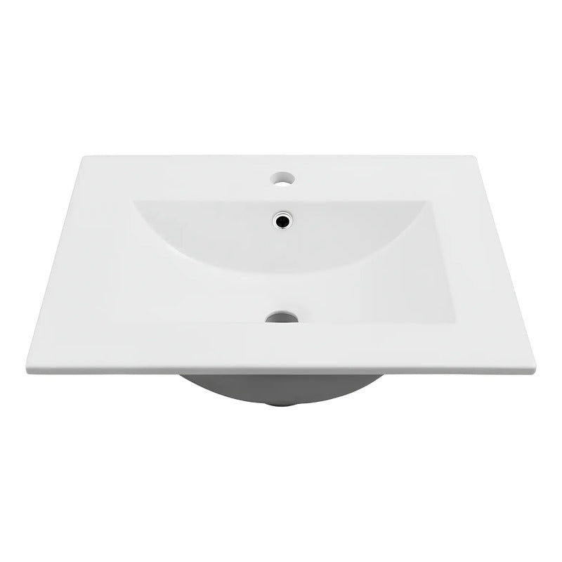 Bacha Lavatorio De Baño Rectangular De Empotrar 60x46cm Blanco Brillante