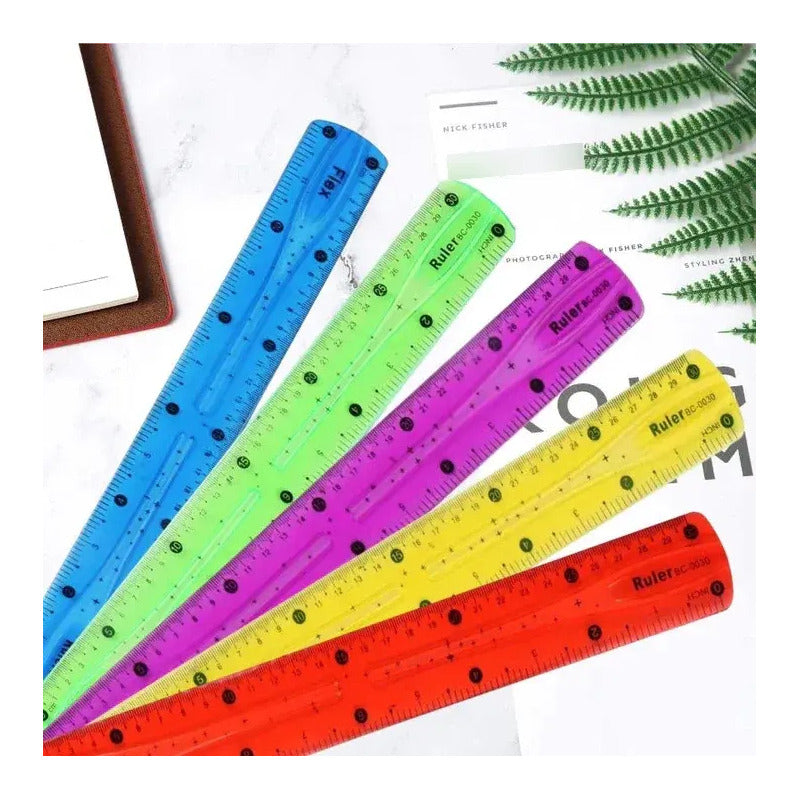Regla Flexible Irrompible 30cm Flexy Curvy Mix Color