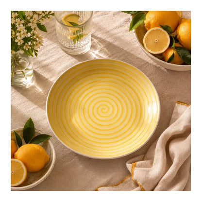 Set 6 Platos De Postre 20cm Cerámica Varios Diseños Amarillo Magma