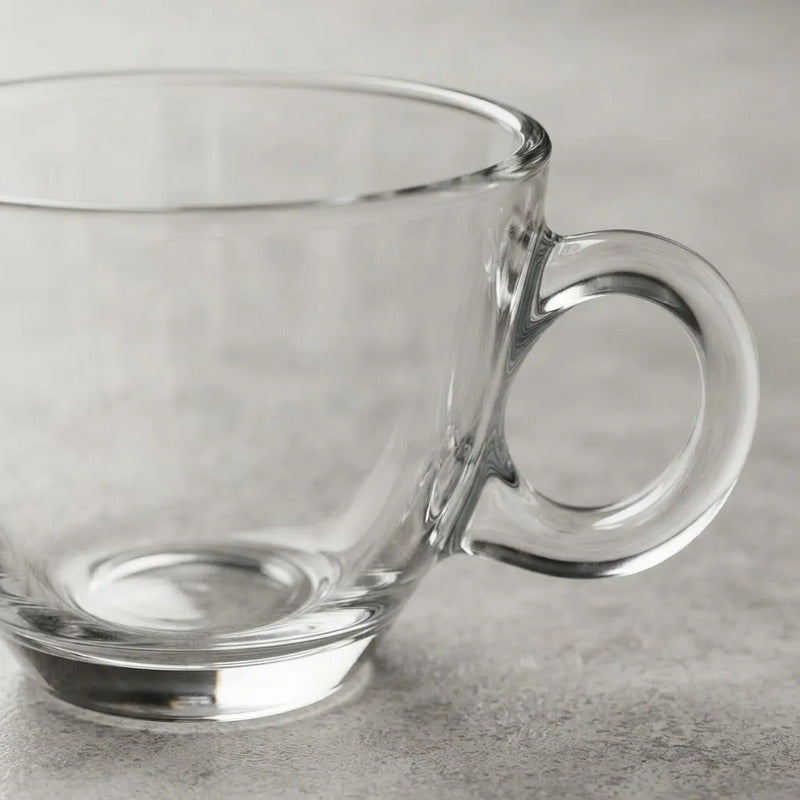 Set De 6 Tazas De Vidrio 180ml Transparente Liso
