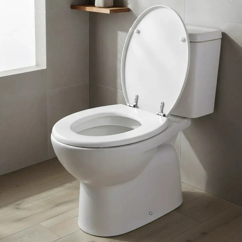 Asiento Para Inodoro Universal Oval Herraje Metal Color Blanco