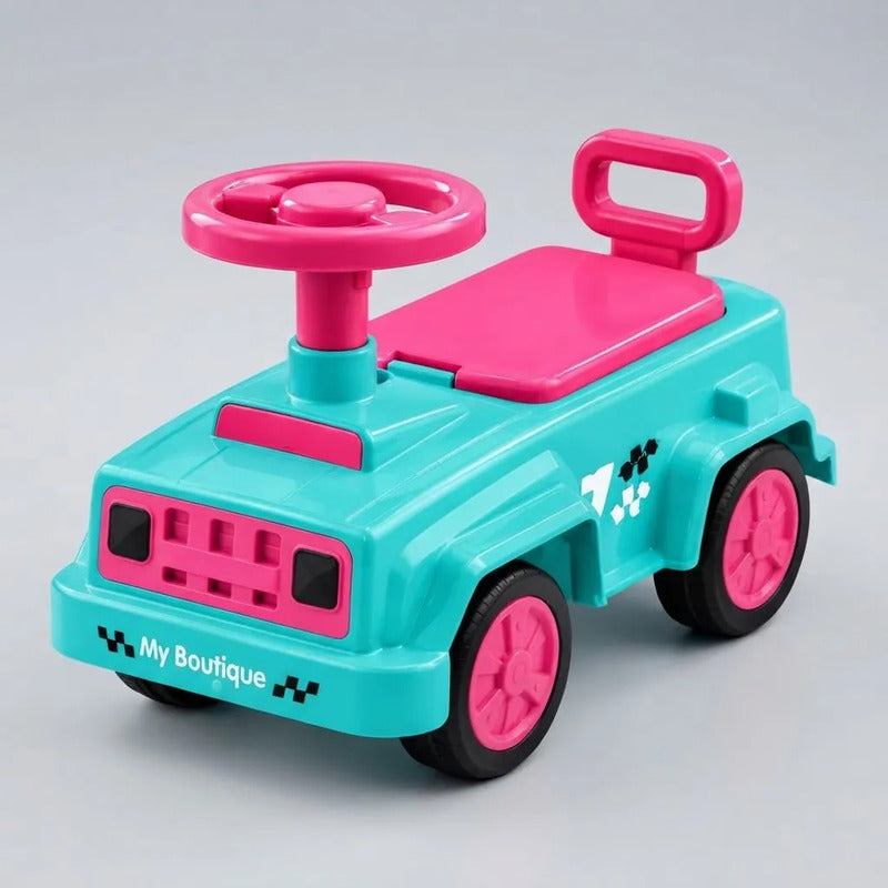 Buggy Auto Infantil Con Volante Y Respaldo Turquesa