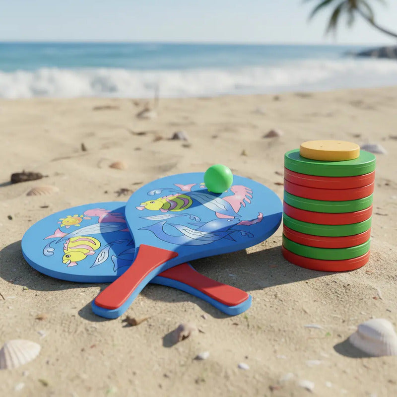 Set De Juguetes Para Playa Paletas + Juego De Tejo