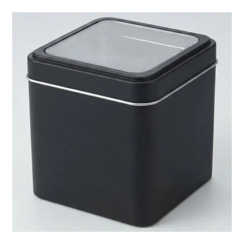 Caja Cuadrada Con Tapa Transparente  Para Reloj 8x7,5 Cm Negro
