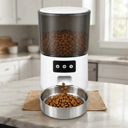 Dispensador Automático De Alimento Para Perros Y Gatos Blanco