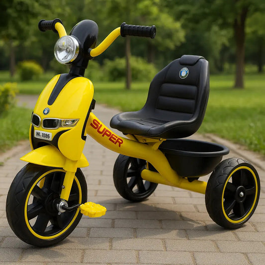 Triciclo Infantil Vespa Luz Y Sonido Diseño Clásico Y Seguro Amarillo