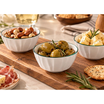 Bowl Blanco Y Verde Set X 6 12x6 Cm Blanco