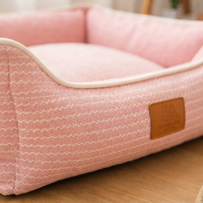 Cama Colchón Para Mascotas Chevron 50x45x18 Cm Rosa Liso