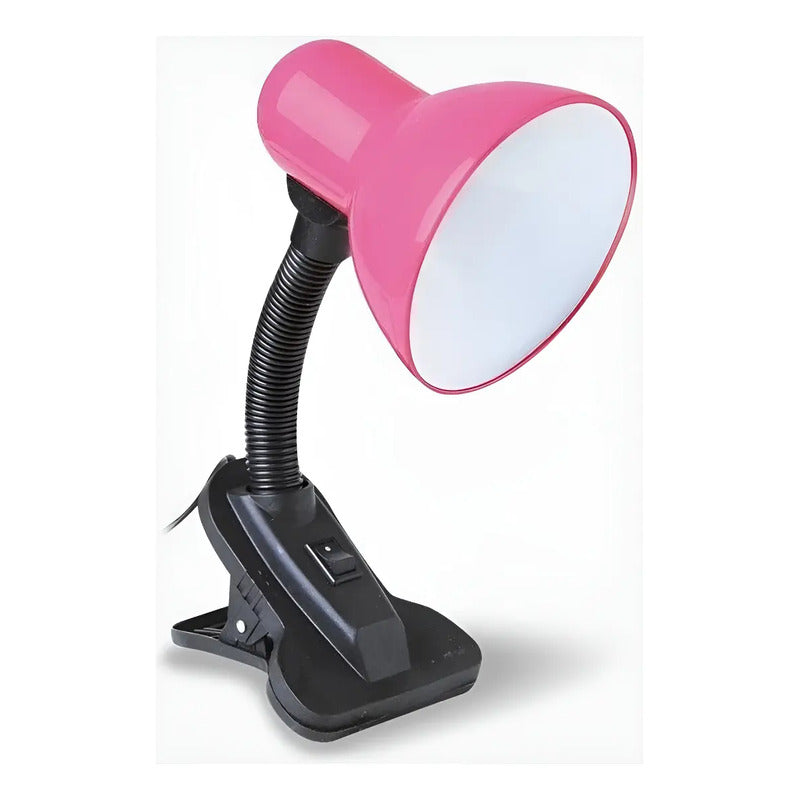Lámpara Con Pinza Para Escritorio O Veladora/mesa De Noche Negro Rosa Chicle