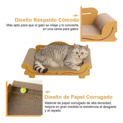 Sillón Rascador Carton Para Gatos Diván Marrón