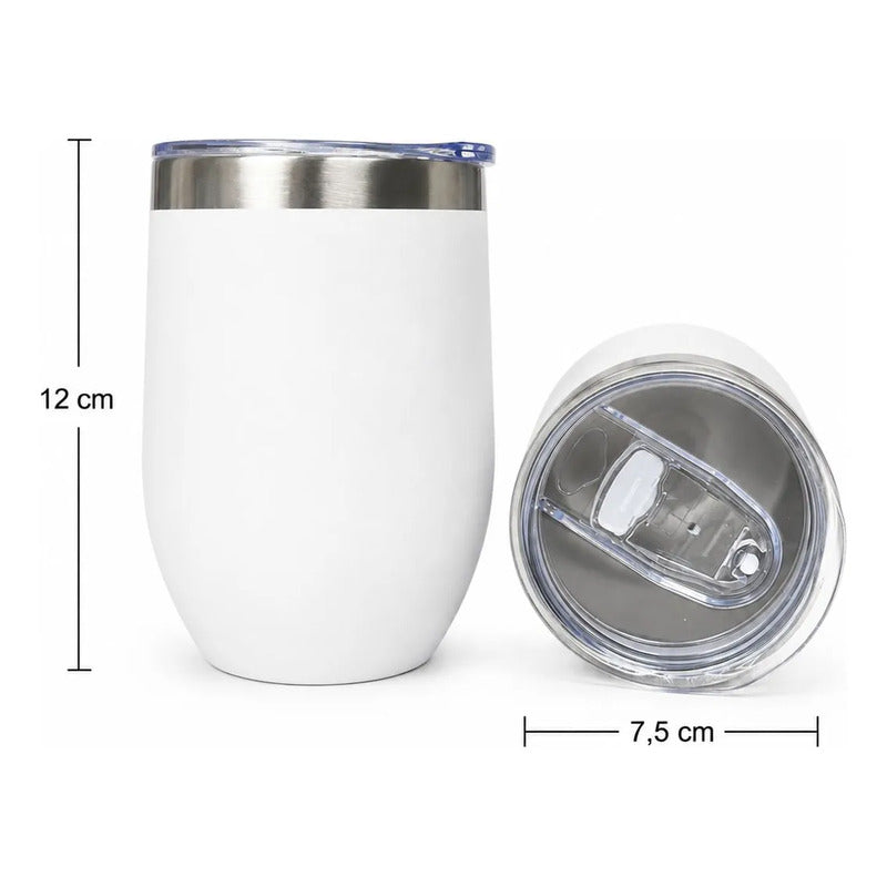 Mate Térmico Acero Inoxidable Con Tapa Hermética 360ml Blanco
