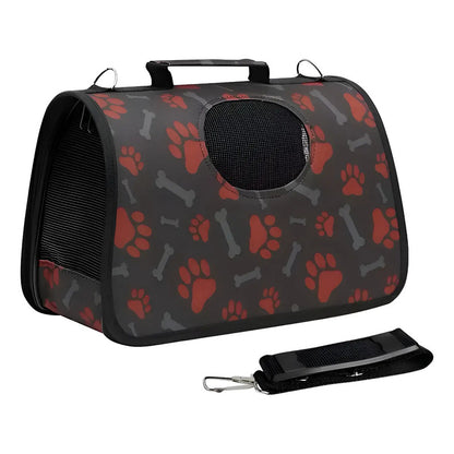 Bolso Transportador Mascotas De Viaje Perro Gato Huellas Rojo