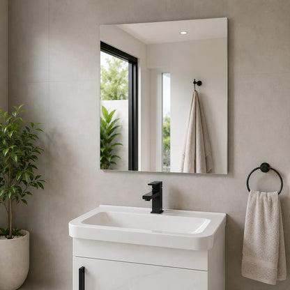 Espejo Rectangular 50x60cm Bordes Laterales Simil Marmol Blanco Veteado Simil Marmol
