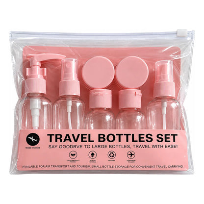 Set De Botellas De Viaje 7 Piezas Para Cosmet Rosa