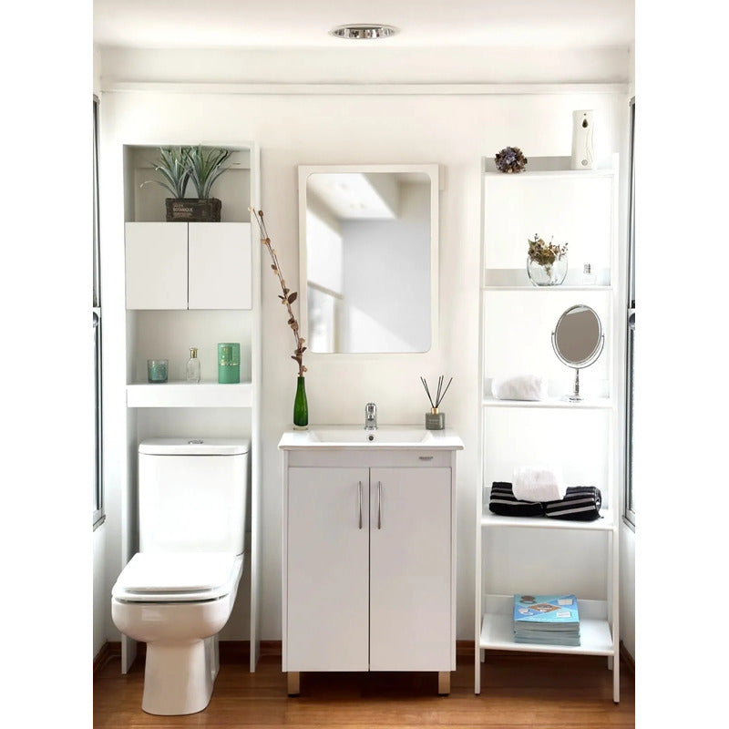 Mueble De Baño + Bacha Pileta Lavatorio De Cerámica Blanco Un Agujero