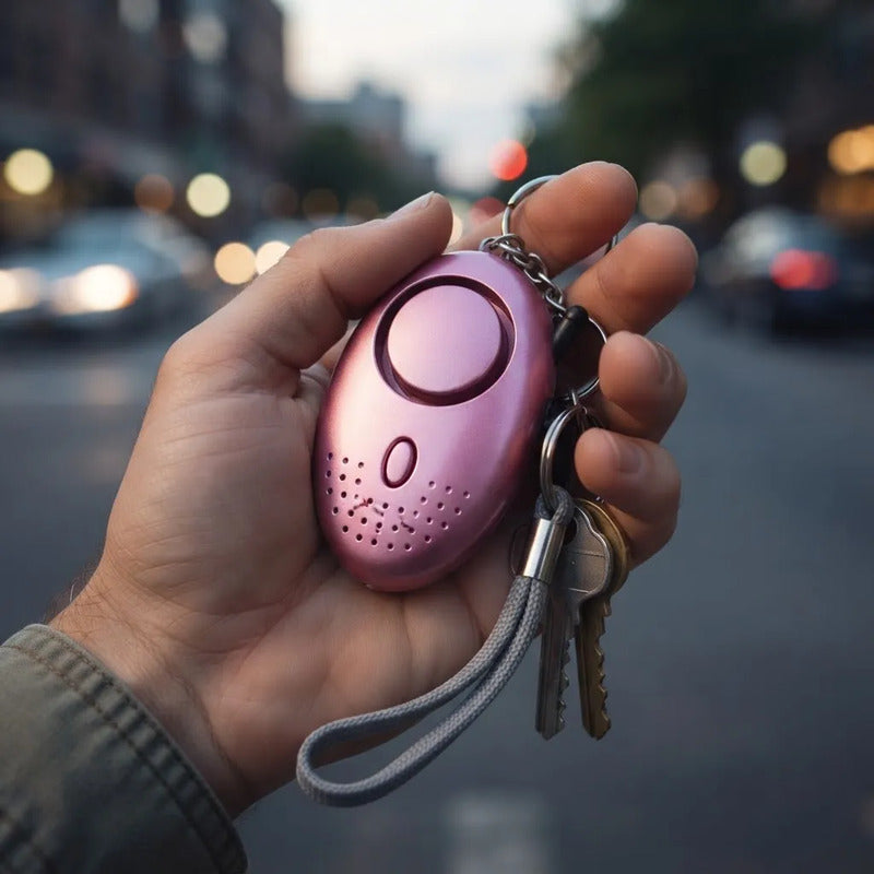 Llavero Mini Alarma Personal Para Seguridad Rosa Chicle