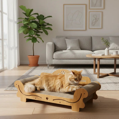Sillón Rascador Carton Para Gatos Diván Marrón