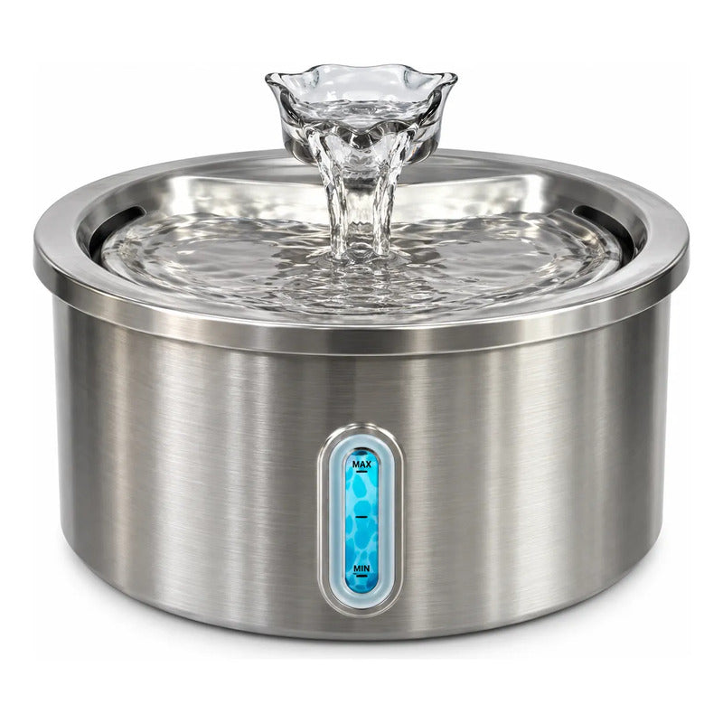 Fuente Bebedero Acero Para Perro Y Gato Agua Fresca De Acero Plateado