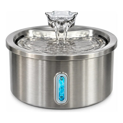 Fuente Bebedero Acero Para Perro Y Gato Agua Fresca De Acero Plateado