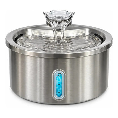 Fuente Bebedero Acero Para Perro Y Gato Agua Fresca De Acero Plateado