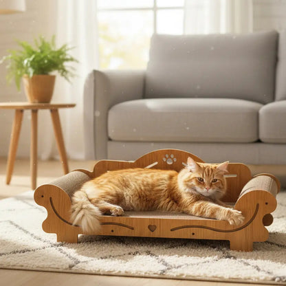 Sillón Rascador Carton Para Gatos Diván Marrón