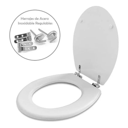 Tapa Inodoro Water Madera Laqueada Blanca Asiento Baño 25015