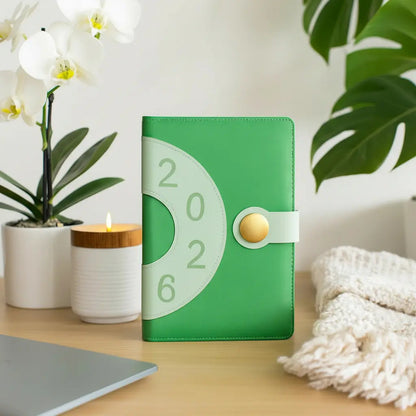 Agenda 2026 Retro Chic Diseño Vintage Cierre Magnetico Verde Retro Verde 2026