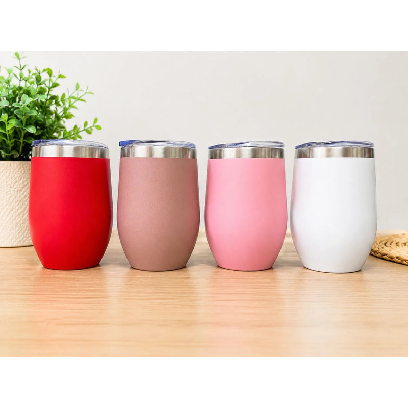 Mate Térmico Acero Inoxidable Con Tapa Hermética 360ml Blanco