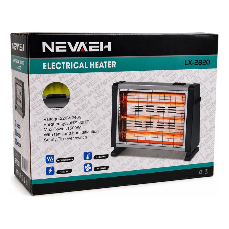 Estufa Eléctrica Nevaeh Lx-2820 1500w Con Humidificador Gris