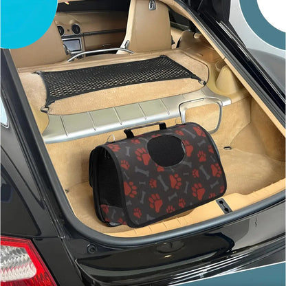 Bolso Transportador Mascotas De Viaje Perro Gato Huellas Rojo