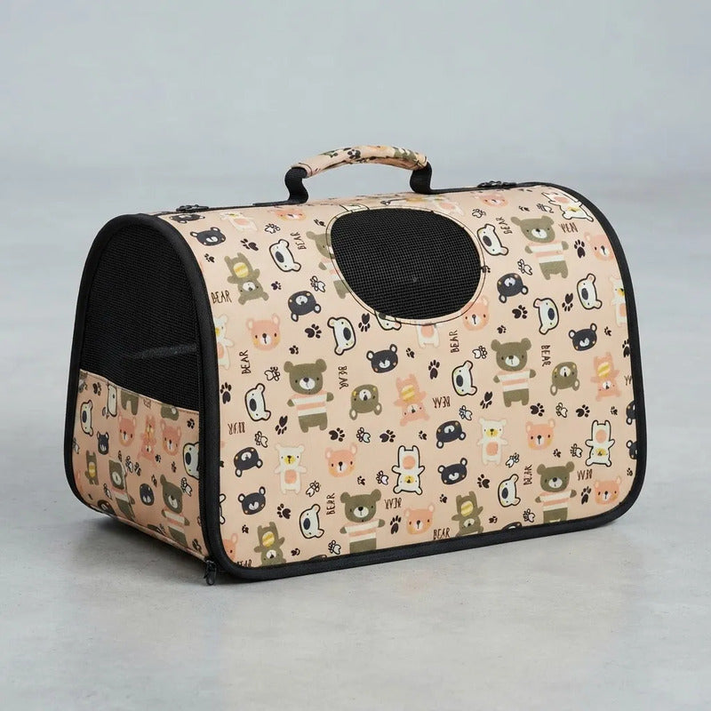 Bolso Transportador Para Mascotas 35 X 23 X 15cm Rosa Ositos