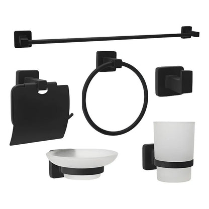 Set De Baño Accesorios Juego De Baño 6 Piezas Negro Mate