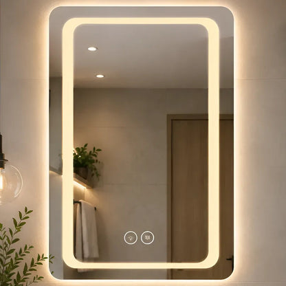 Espejo Led Baño 50x70cm C/desempañante Táctil 3 Tonos De Luz Espejo Simple