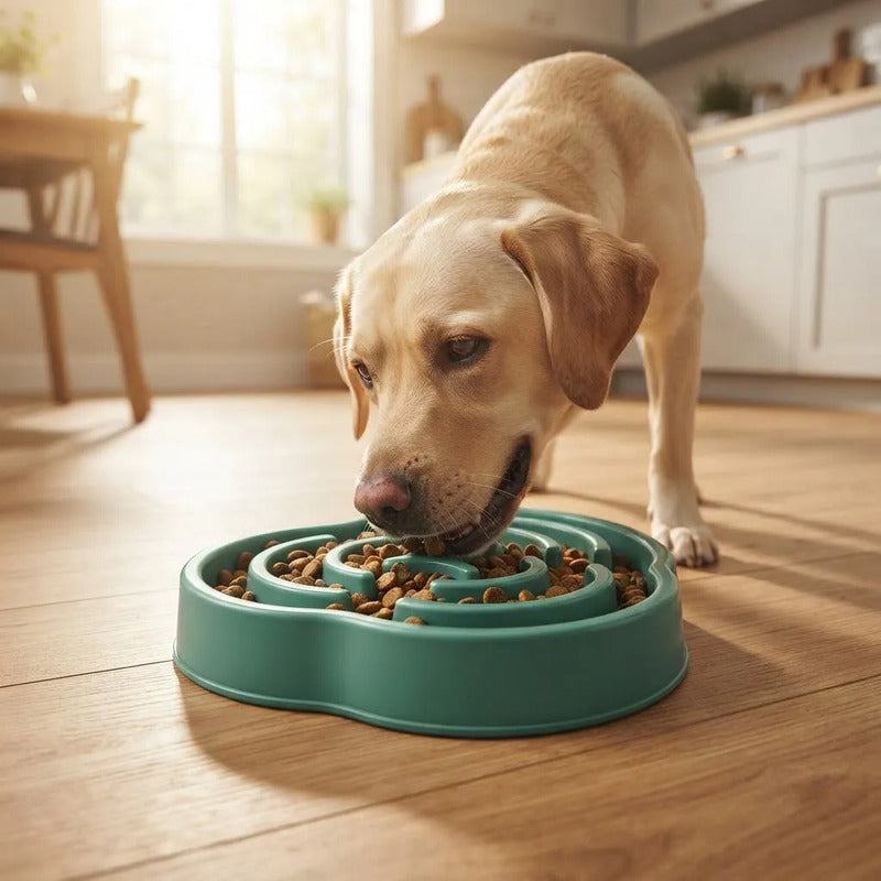 Comedero Didáctico Para Mascotas Con Relieve Verde