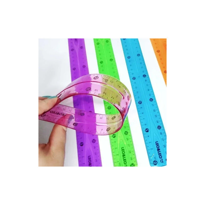 Regla Flexible Irrompible 30cm Flexy Curvy Mix Color