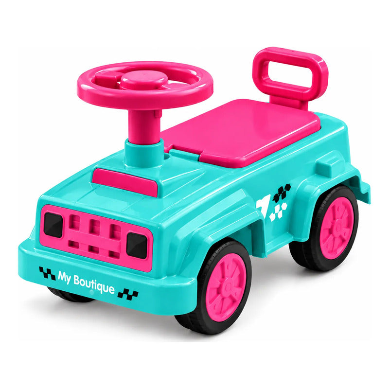 Buggy Auto Infantil Con Volante Y Respaldo Turquesa