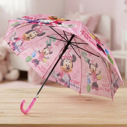 Paraguas Infantil De Minnie Rosa Mango Curvo Rosa