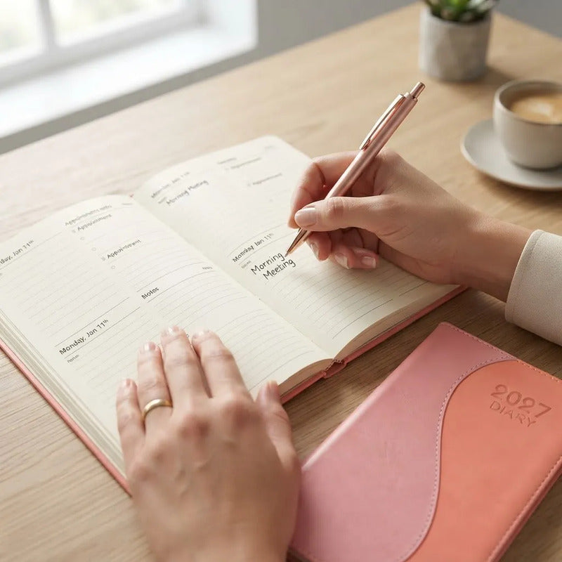 Agenda Diaria 2027 Mundo Express Diseño Liso Coral Liso 2027