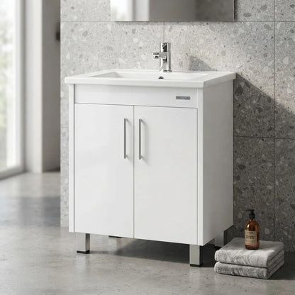 Mueble De Baño + Bacha Pileta Lavatorio De Cerámica Blanco Un Agujero